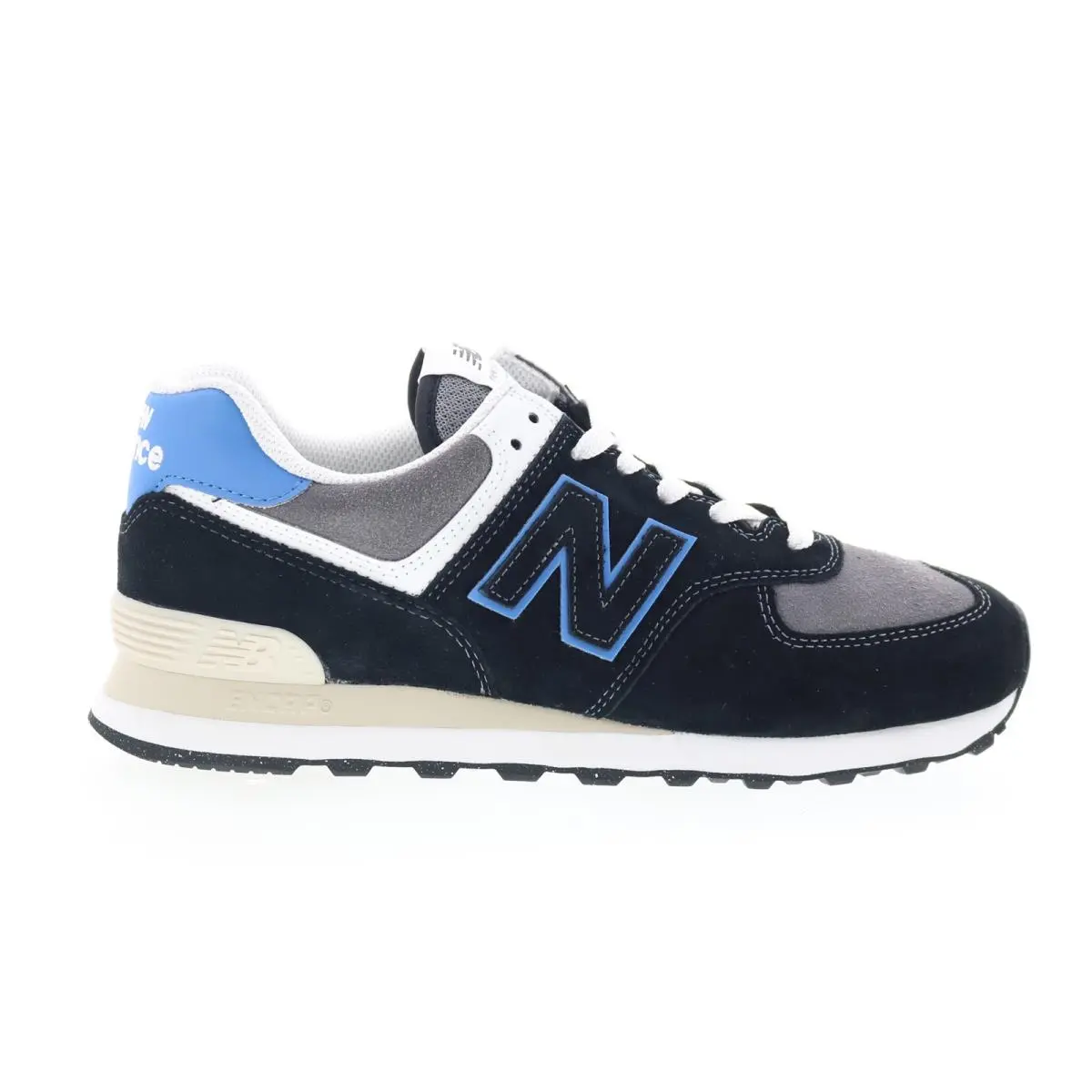 New Balance 574 U574QRB Mens Black Suede Lifestyle Sneakers Shoes