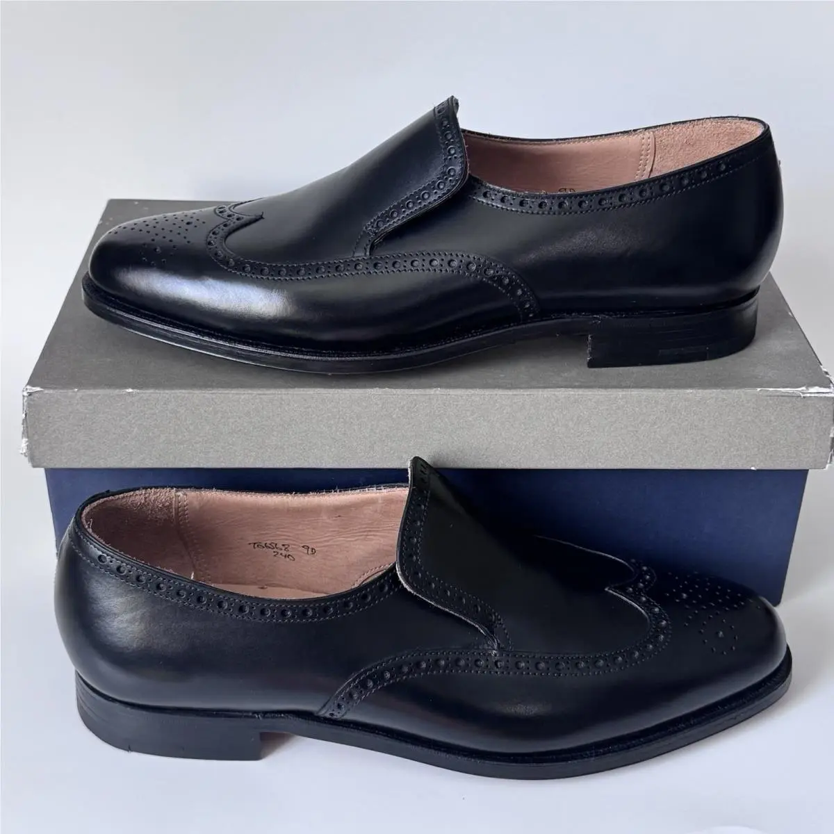 Peal Co Brooks Brothers Wingtip Loafers Brogue Black Dress Shoes Men’s 9