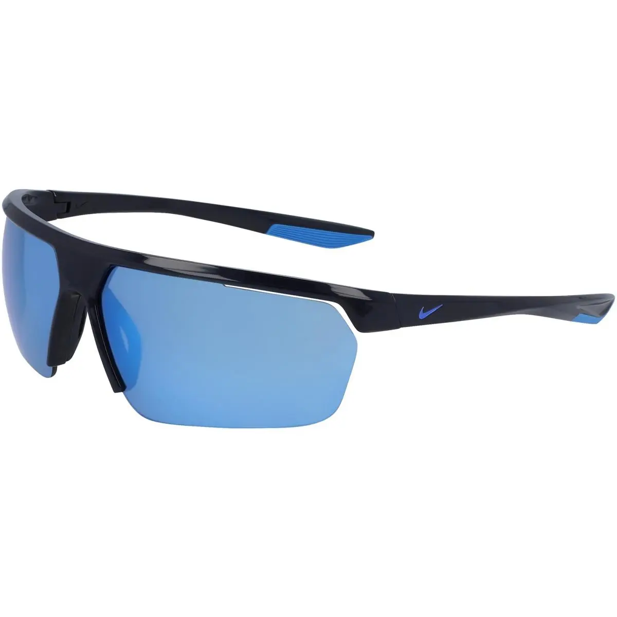 Gale Force Men`s Semi-rimless Sport Wrap Sunglasses w/ Mirror Lens NKCW4668 Obsidian/Blue (451) by Nike