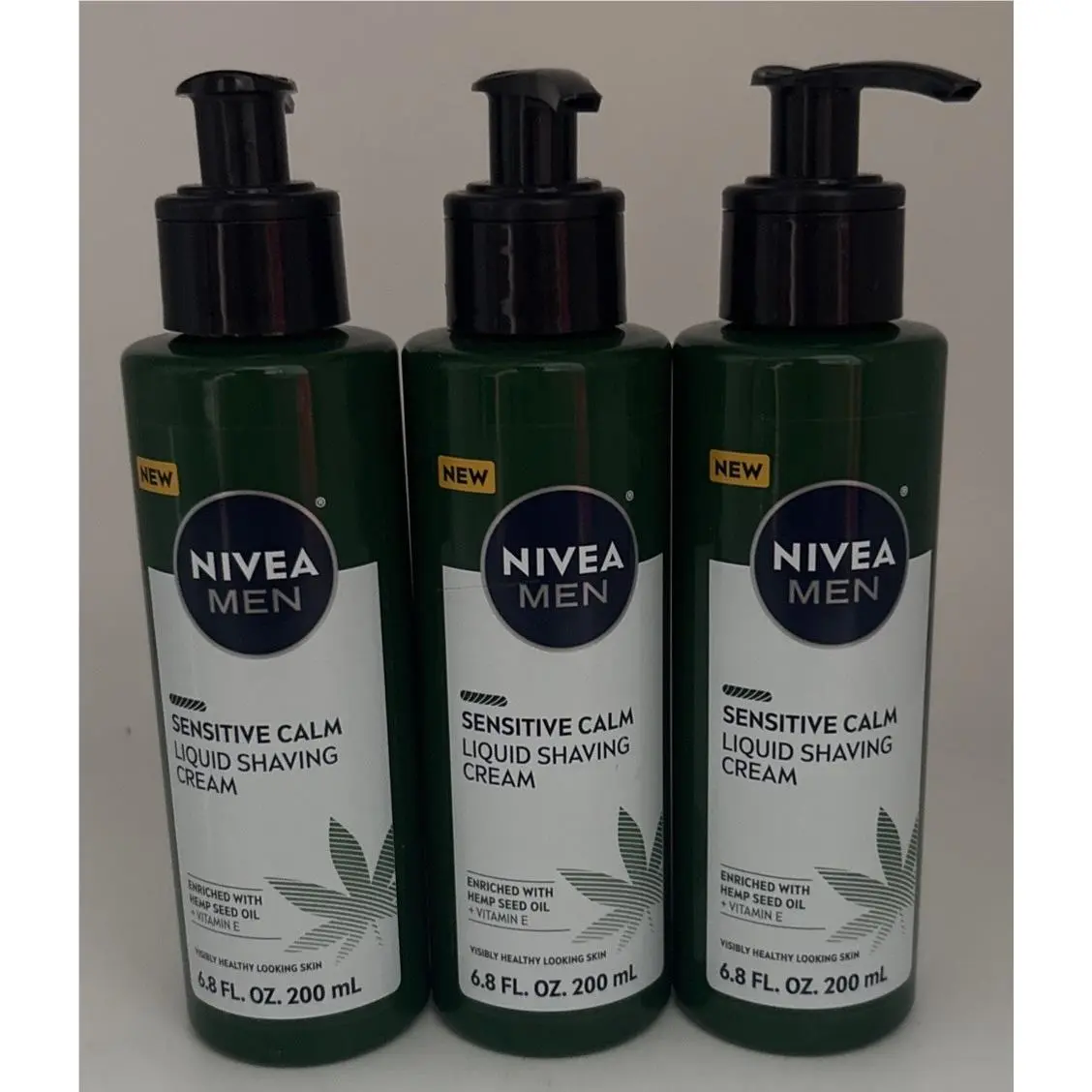 Lot Of 3 Nivea Men Sensitive Calm Liquid Shaving Cream 6.8 Fl Oz