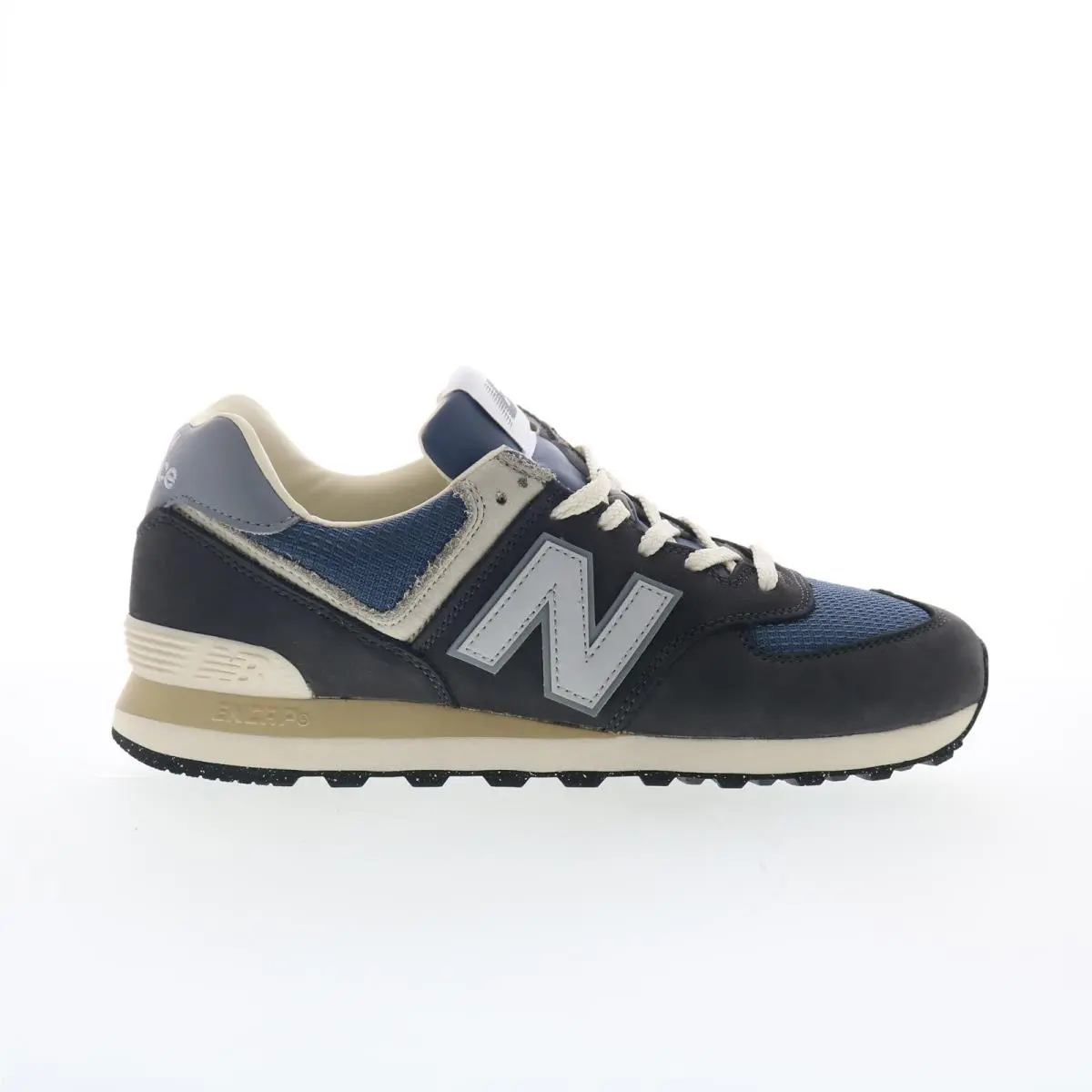 New Balance 574 U574SGG Mens Black Leather Lifestyle Sneakers Shoes