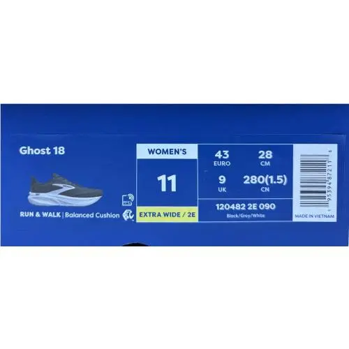Brooks shoes - Brooks Ghost 18 - Ghost - 120482 2E 090 - Black/Grey/White (UPC: 195394872118) 11