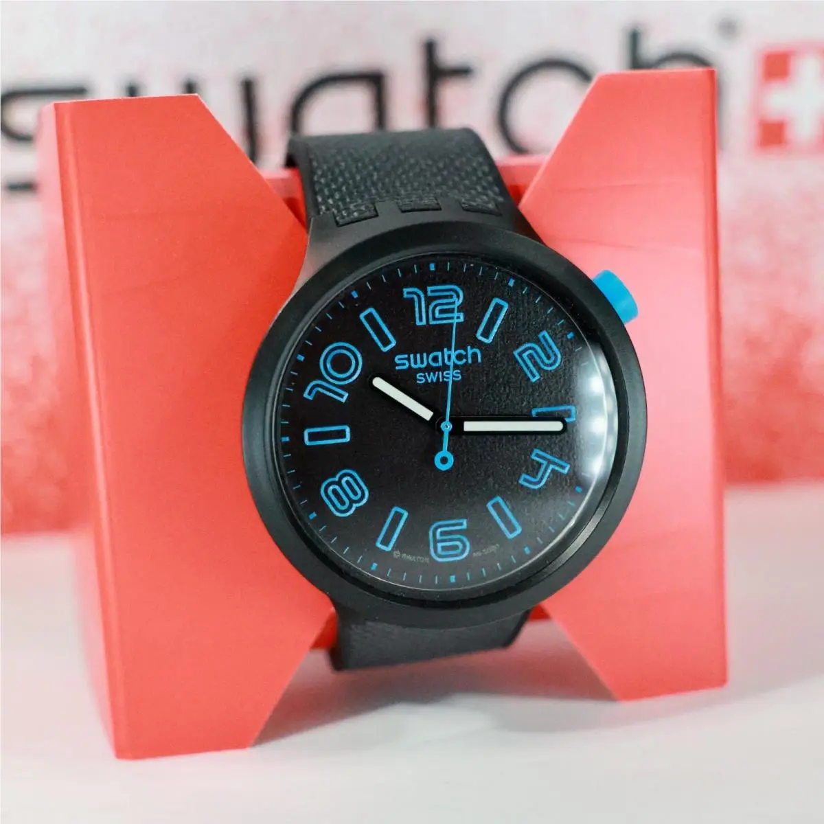 Swatch Swiss Made Big Bold Deep Concrete SO27B118 Black Blue a Touch OF Gray 47MM