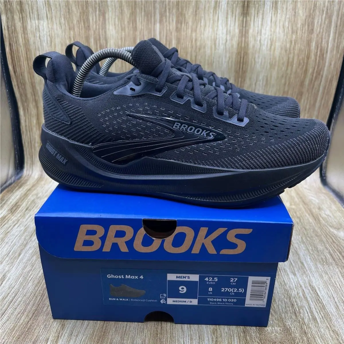 Brooks Ghost Max 4 Men`s Size 9 Black Running Shoes Sneakers 1104961D020
