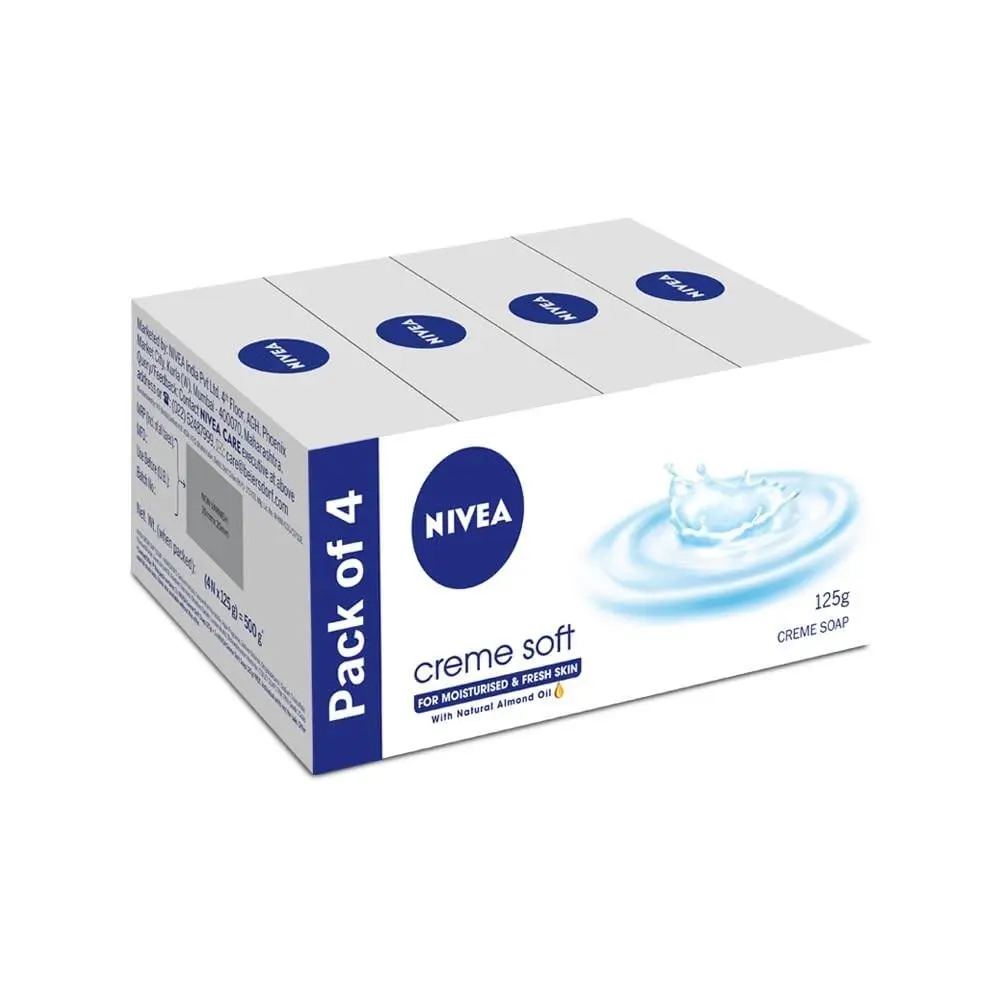 Nivea Creme Soft Soap For Hands and Body 125g Pack of 4