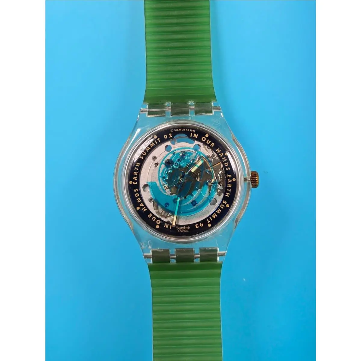 Vintage  Automatic Watch Rewinding In Our Hands Earth Summit 1992 SAK102 by Swatch