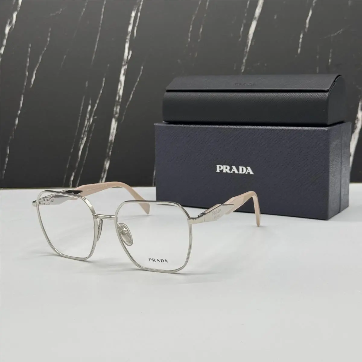 Prada PR56ZV 1BC1O1 Silver Beige Women Eyeglasses PR 56ZV