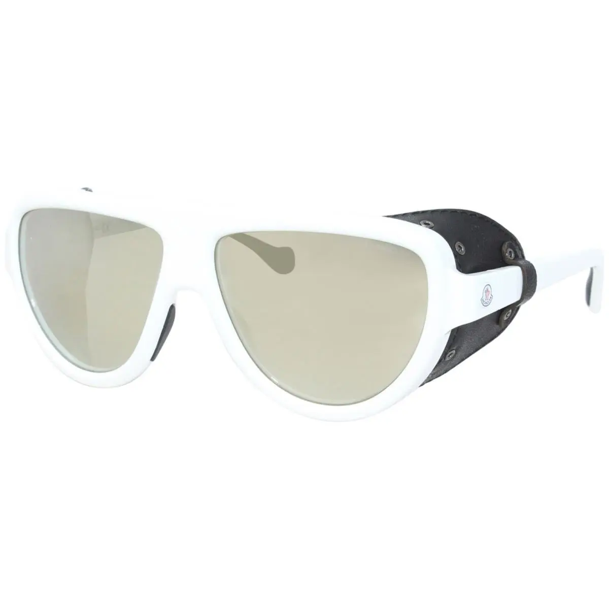 Moncler ML0089 21C Sunglasses Men`s White-black/silver Mirror Lenses Oval 57mm
