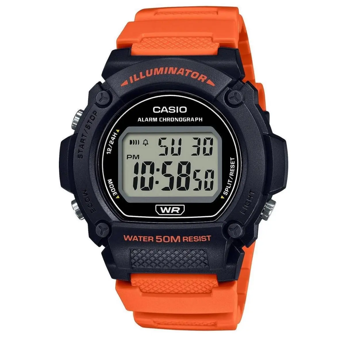Casio Youth Digital Alarm Sports Resin Strap Quartz W-219H-4AV Men`s Watch