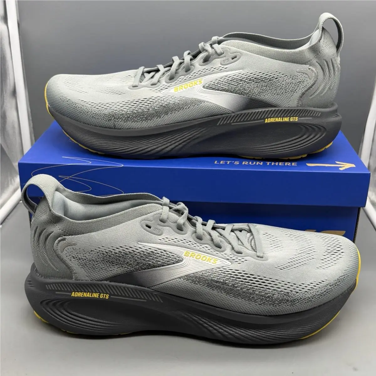 Brooks Adrenaline Gts 25 Mens 14 Primer Grey Jasmin Running Walking Gym Shoes