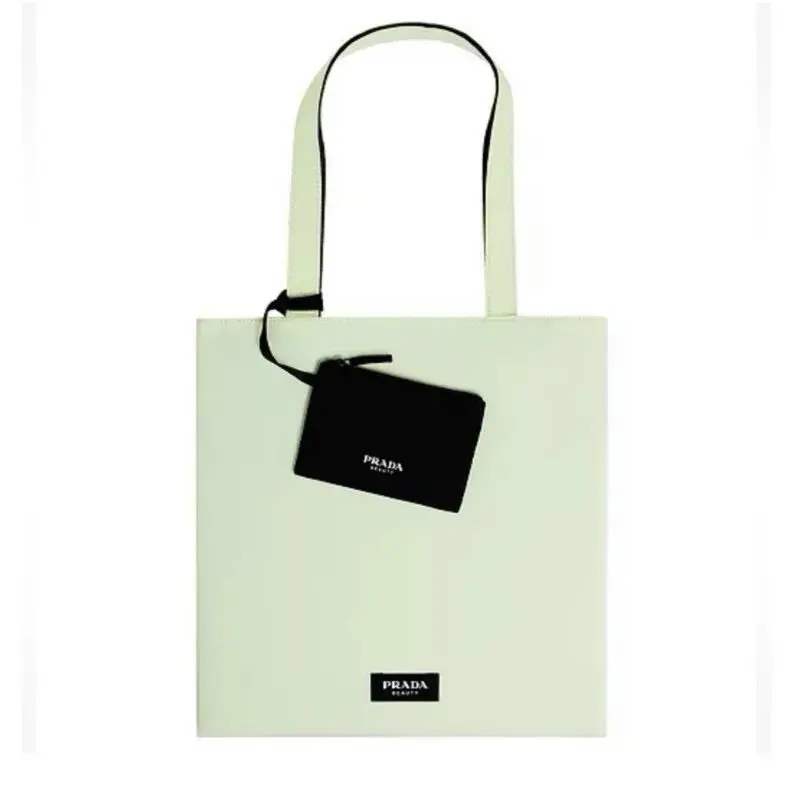 Prada Beauty Gwp Shoulder Tote Shopping Bag Light Green Black Reversible