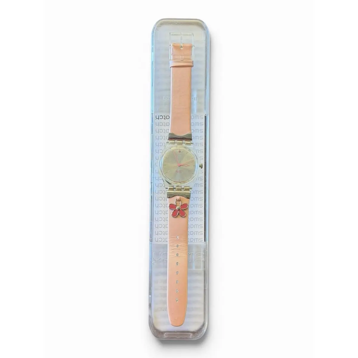Swatch Watch Uniflor GE149 2004 Standard Gents 34mm Swiss Made Quartz Pink Look