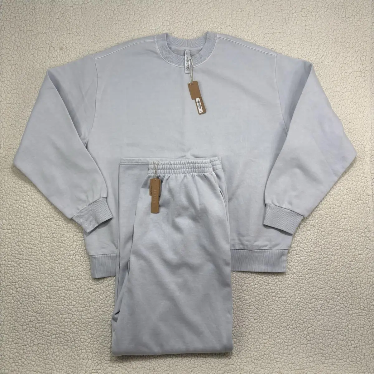 Skims Boyfriend Fleece Crewneck Baggy Sweatpants Set Zen Blue Womens L/xl