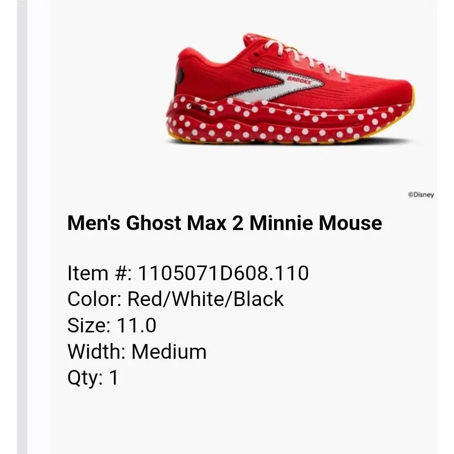 Brooks Ghost Max 2 Minnie Mouse Disney Men`s Cushioned Running Shoes