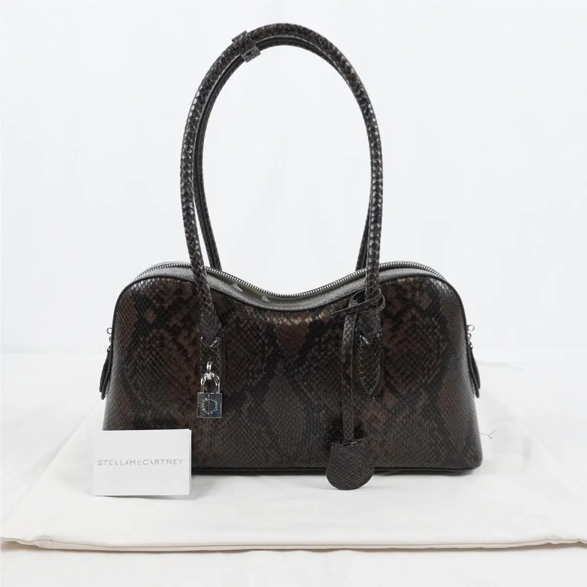 Stella Mccartney Medium Ryder Leather Snakeskin Print Shoulder Bag Espresso