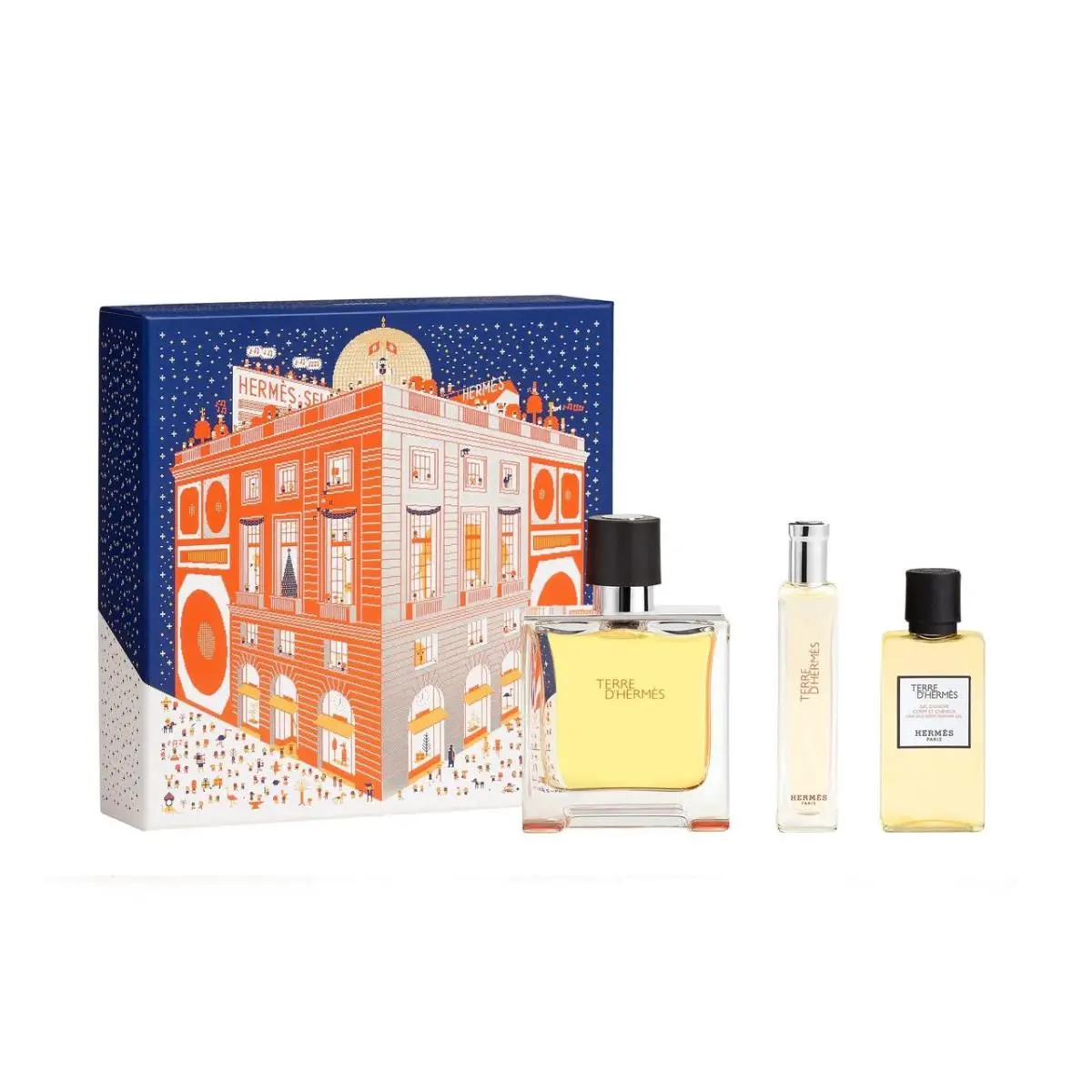 Hermes Terre D`hermes Pure Perfume 3 Pcs Set For Men: 2.5 Parfum Spray + 0.5 OZ