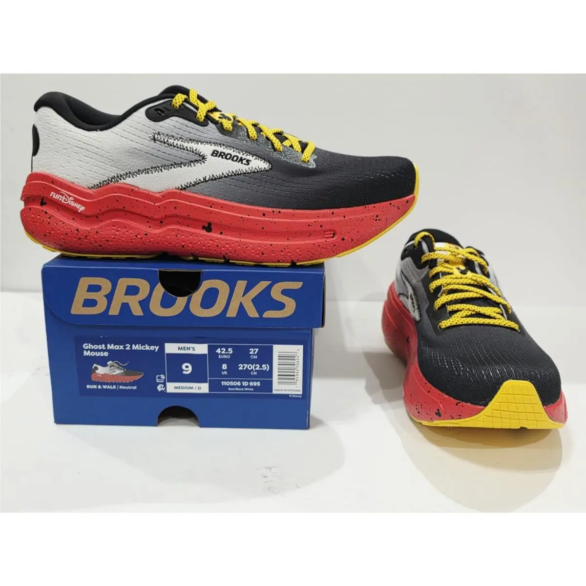 Brooks Ghost Max 2 Mickey Mouse Rundisney 2025 Red Black Men Medium 9 D Rare