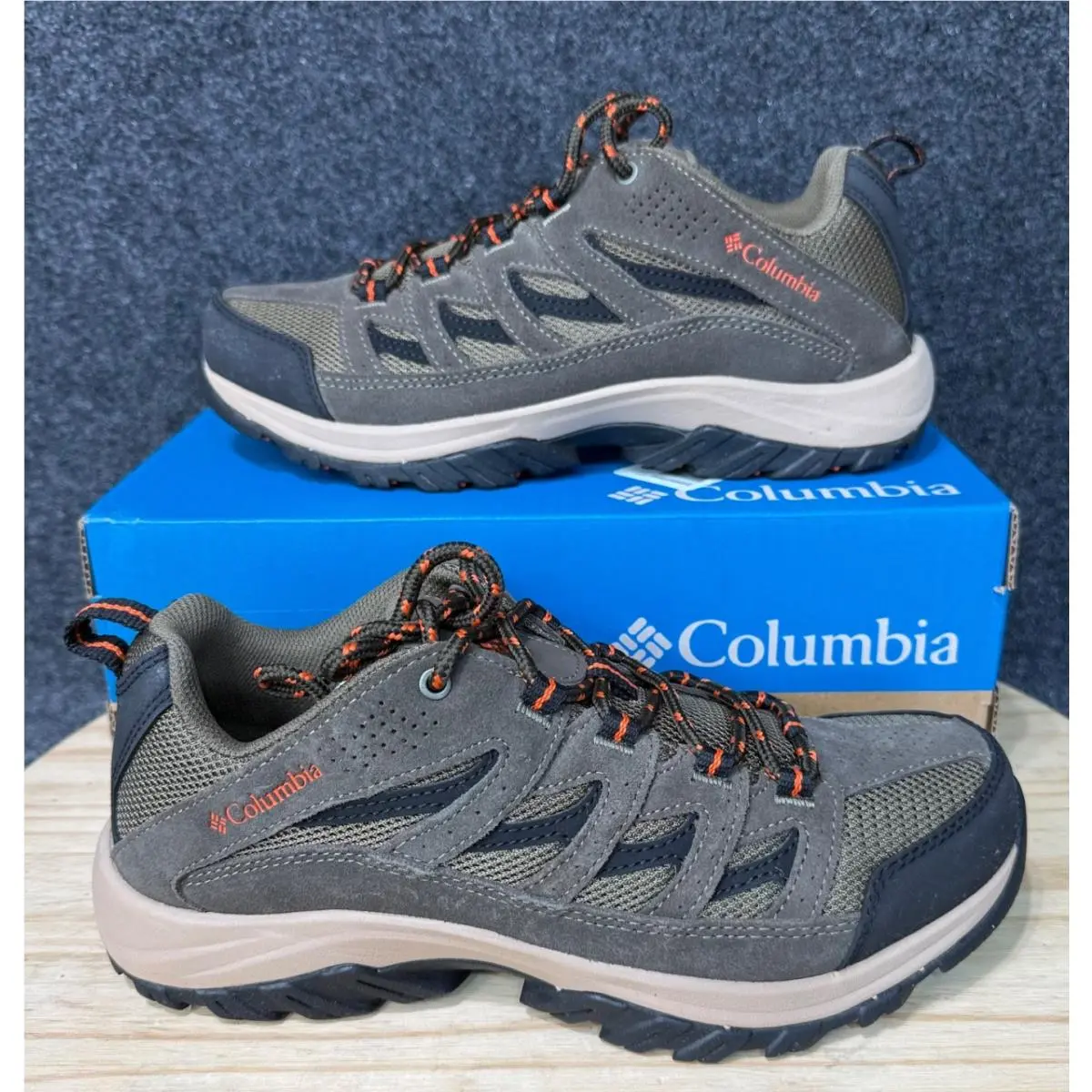 Columbia Mens Waterproof Crestwood Hiking Shoes Camo Brown Size 8