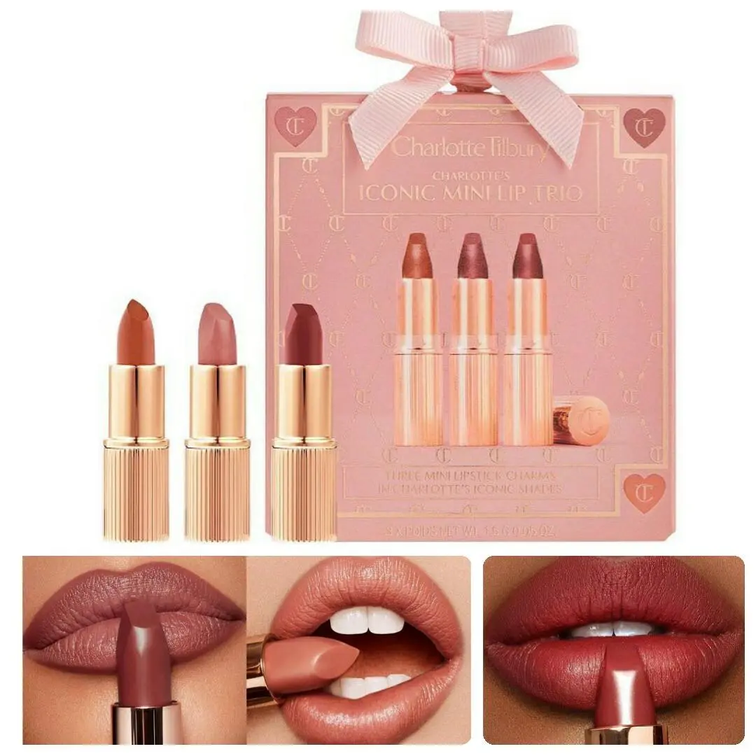 Charlotte Tilbury Iconic Mini Lip Trio - Pillow Talk 2 Walk Stoned Rose