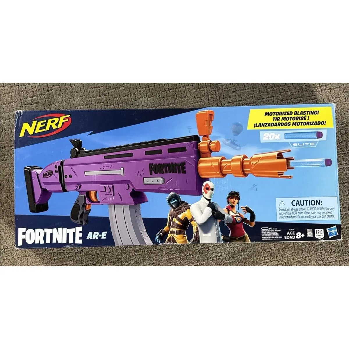 Nerf Fortnite Ar-e Purple Scar Dart Motorized Blasting Box