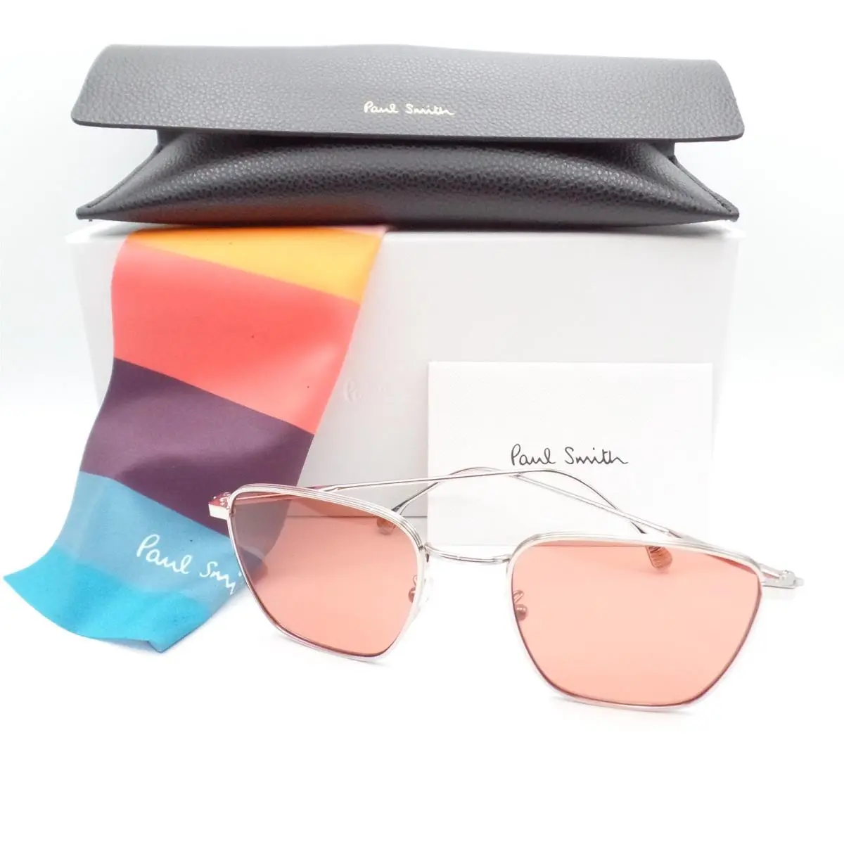 Paul Smith Errol 04 Silver Reddish Orange 53mm Sunglasses