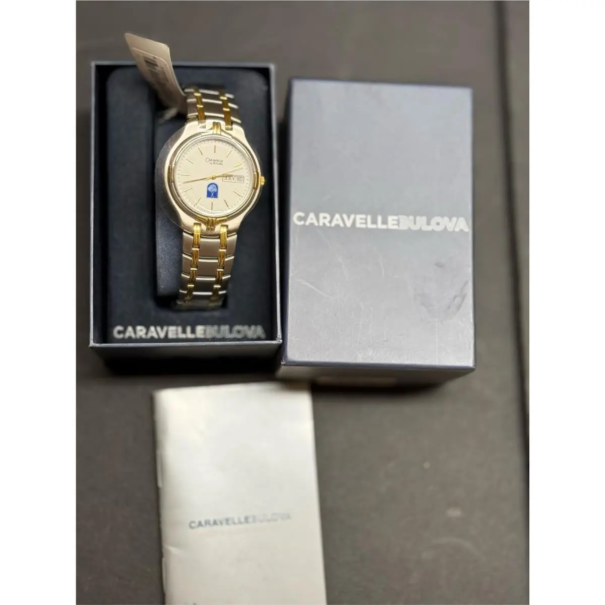 Caravelle by Bulova Men`s Two-tone Quartz Watch Day Date with Case