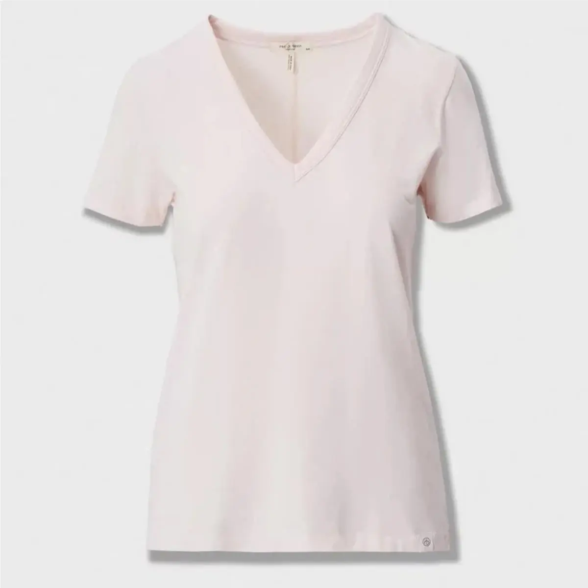 Rag Bone Womens Mauve Short Sleeve V-neck Classic The Slub Vee Cotton Tee