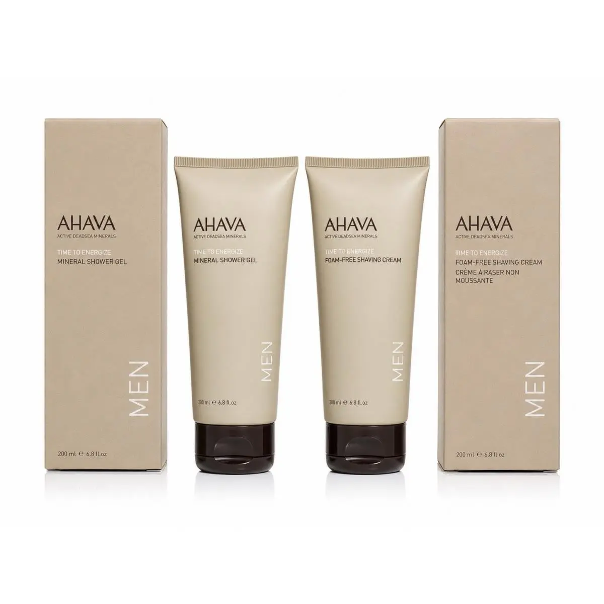 Ahava Men Time To Energize Shower Gel Shaving Cream Set 200ml 2 Pack