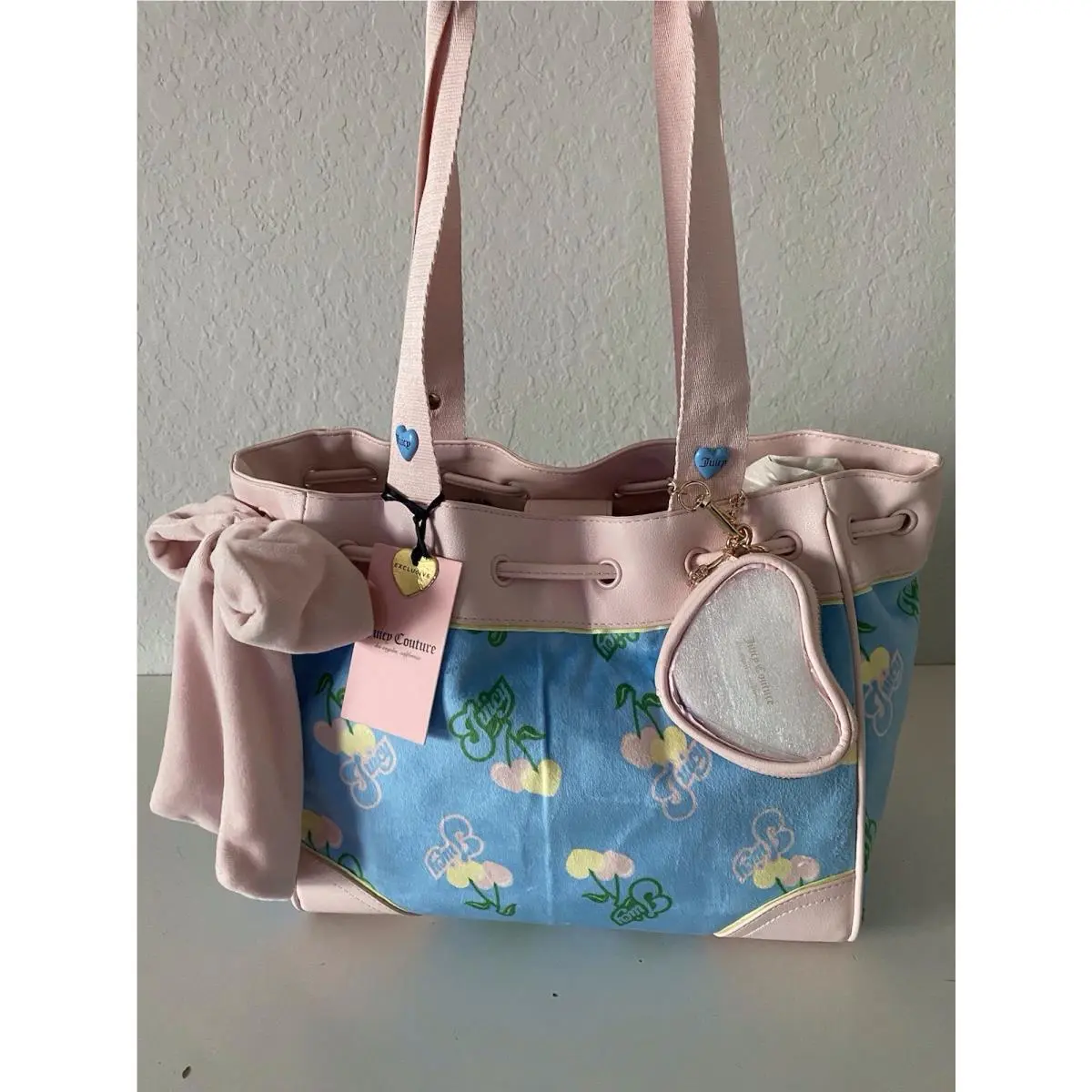 Retro Juicy Cherry Gelato Daydreamer Tote Bag Blue Gleam Multi by Juicy Couture