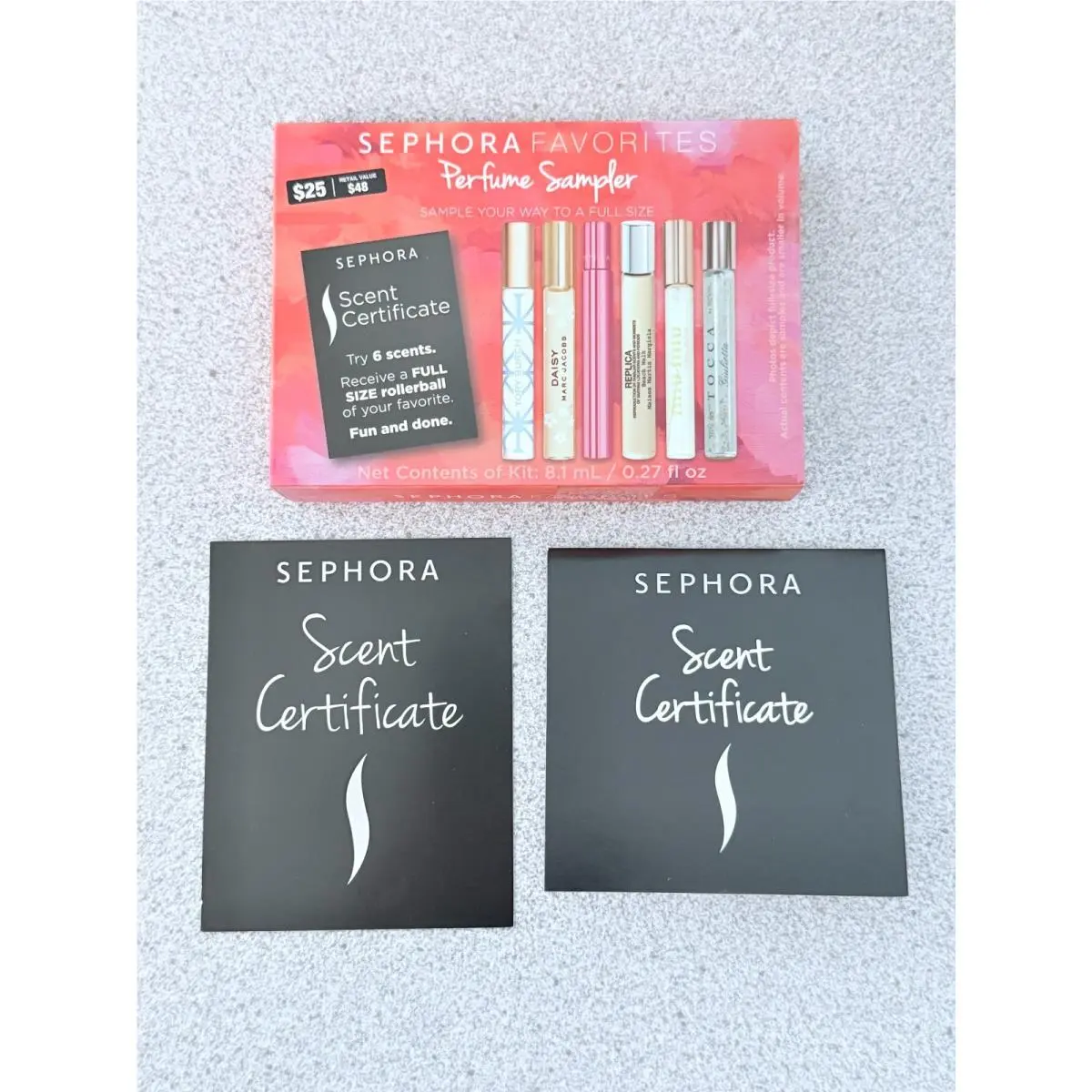 Sephora Favorites Perfume 6 Mini Set with Certificate 2 Extra Certificates