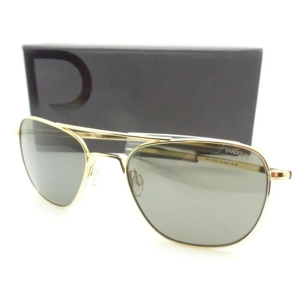 Randolph Aviator Gold Bayonet Glass American Grey Usa Sunglasses AF005 52MM