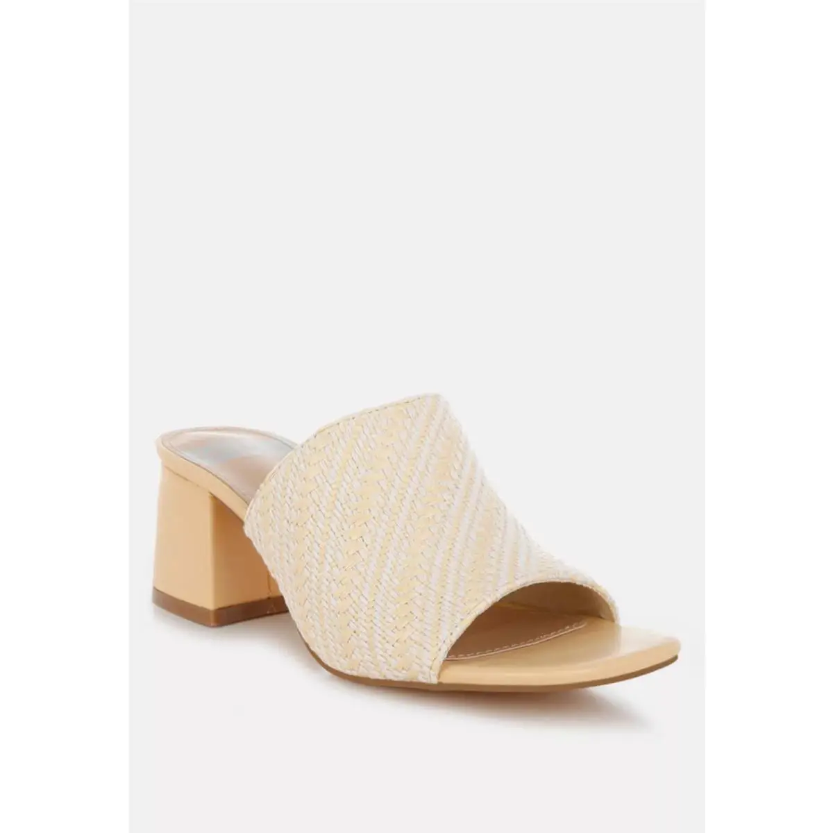 Rag Co Morgana Sandals Women`s 7 Beige Raffia Square Toe Block Heel HTAT1462