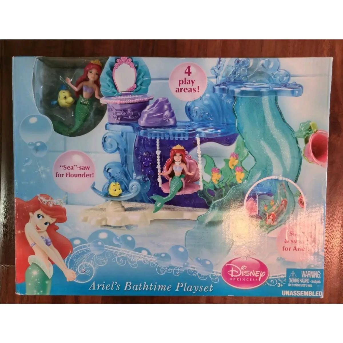 Disney Princess The Little Mermaid Ariel’s Bathtime Playset Flounder Mattel Rare