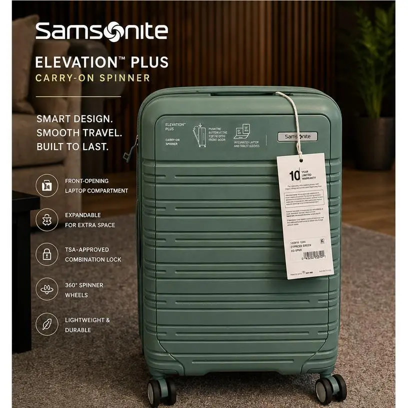 Samsonite Elevation Plus Carry-on Spinner Suitcase Tsa Lock Expandable Green
