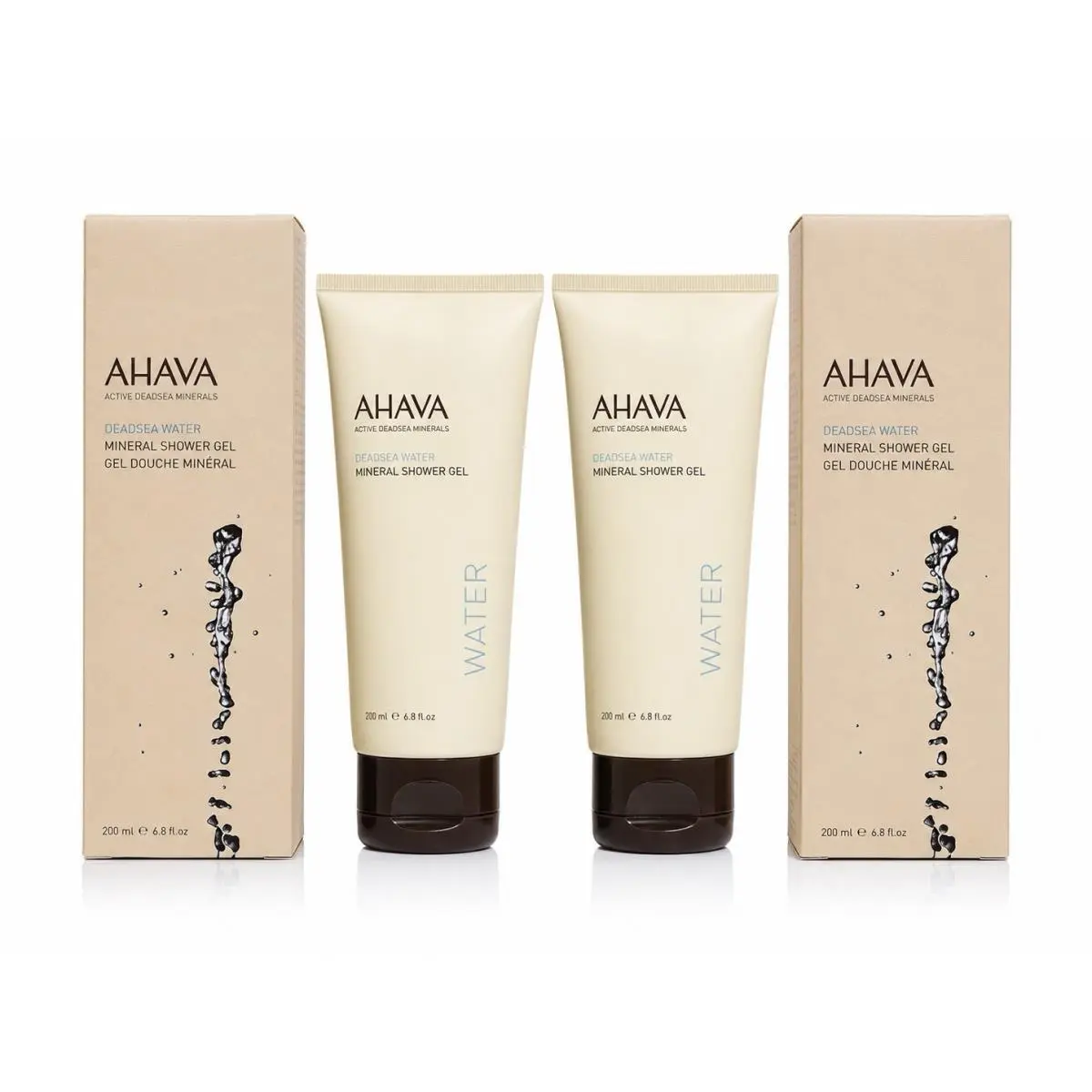 Ahava Deadsea Water Mineral Shower Gel Duo Set 200ml 2 Tubes + 2 Boxes