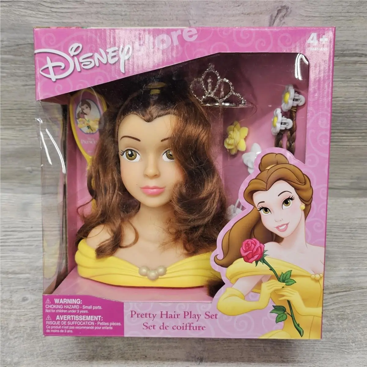 Disney Princess Belle Pretty Hair Play Set Styling Head Tiara Clips Brush Comb