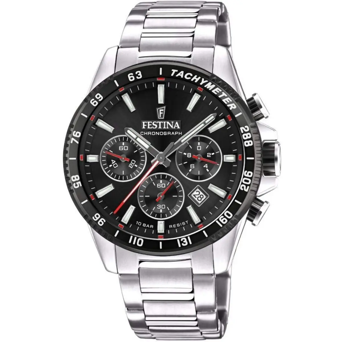 Timeless Chronograph Black / Stainless Steel Black Dial Wristwatch F20560-6 by Festina