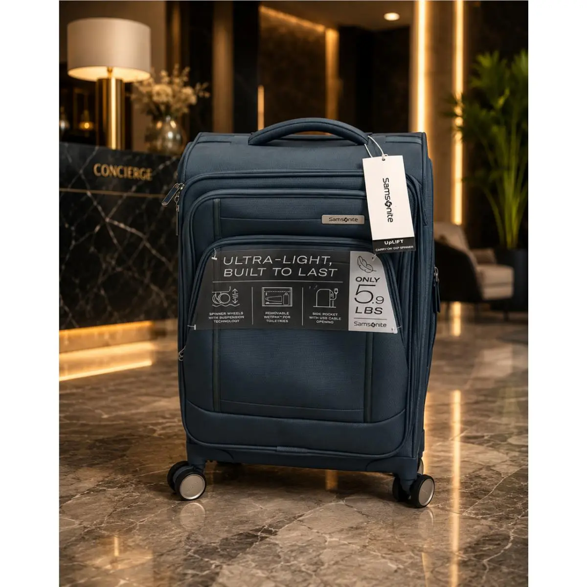 Samsonite Uplift Carry-on Expandable Spinner Luggage Elemental Blue Usb 5.9lb