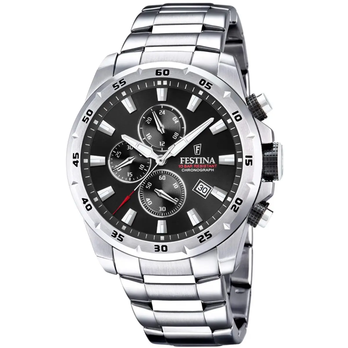 Festina Crono Sport Black / Stainless Steel | Black Dial Crono Sport Black / Stainless Steel Black Dial Wristwatch F20463-4