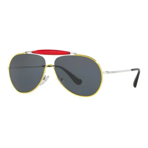 Prada SPR56S UFR-2K1 59mm Yellow Red Aviator Sunglasses Italy Unisex