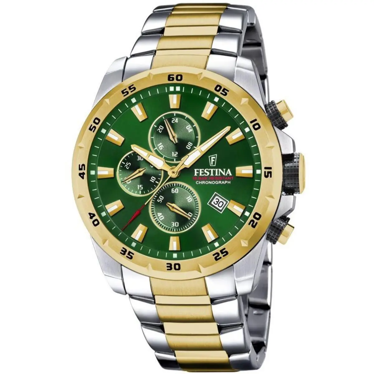 Festina Chrono Sport Green / Stainless Steel | Green Dial Chrono Sport Green / Stainless Steel Green Dial Wristwatch F20562-3