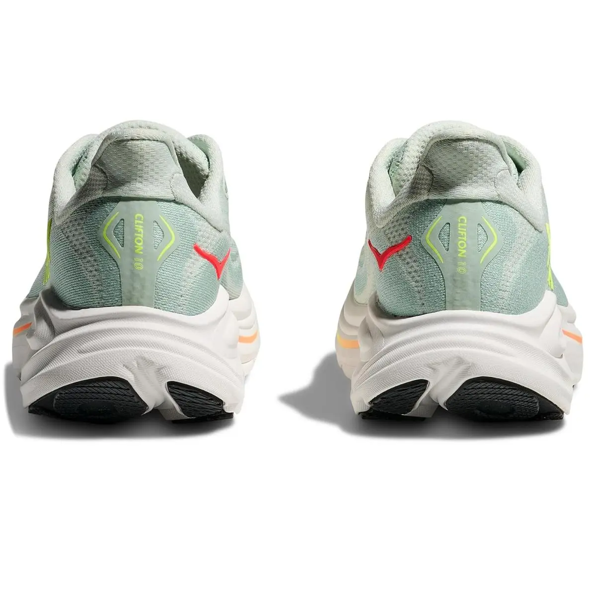 Hoka shoes - Sea Glass/Neon Flame 10