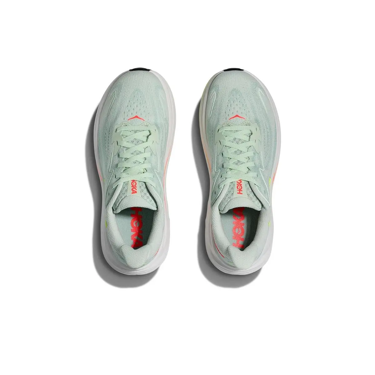Hoka shoes - Sea Glass/Neon Flame 6