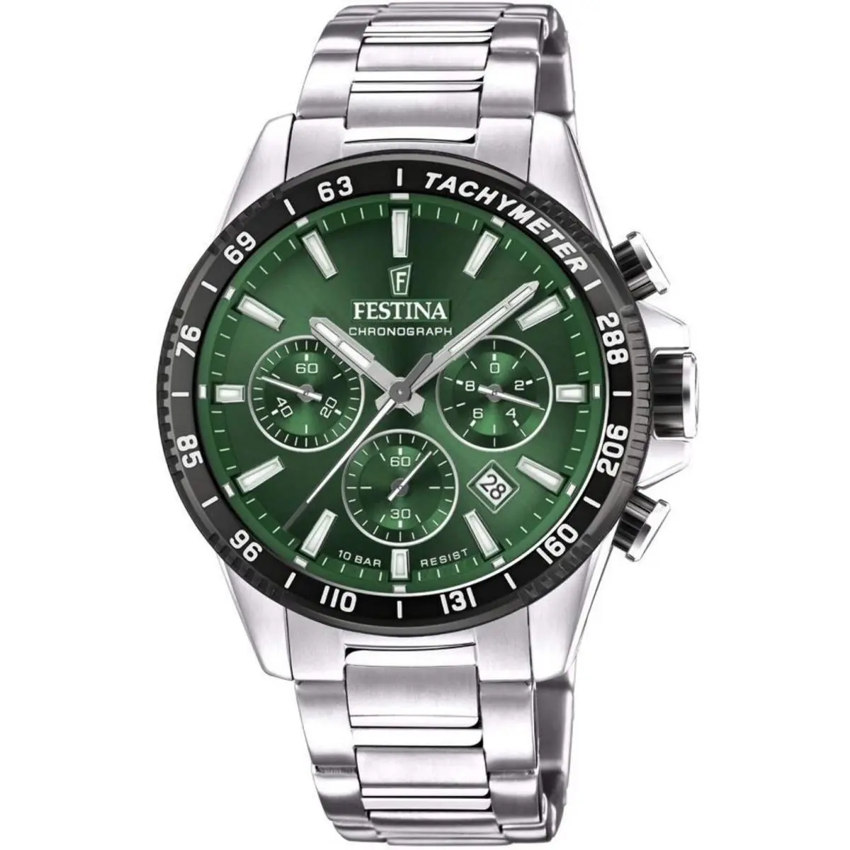 Festina Timeless Chronograph Green / Stainless Steel Green Dial Wristwatch F20560-4