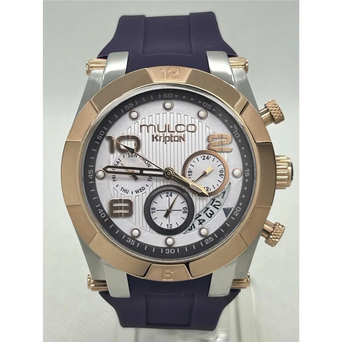 Kripton Lady MW5-5249-063 Rose Gold Chrono Dark Purple Swiss Watch 42mm by Mulco