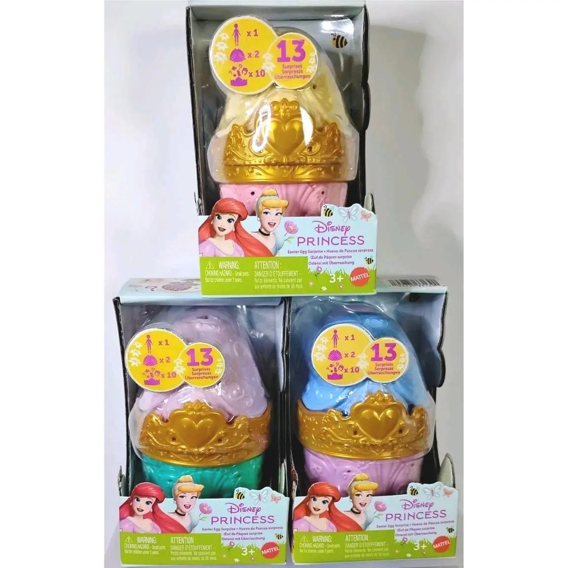 Disney Princess Easter Egg Surprise Doll with 2 Skirts 10 Surprise Set of 3