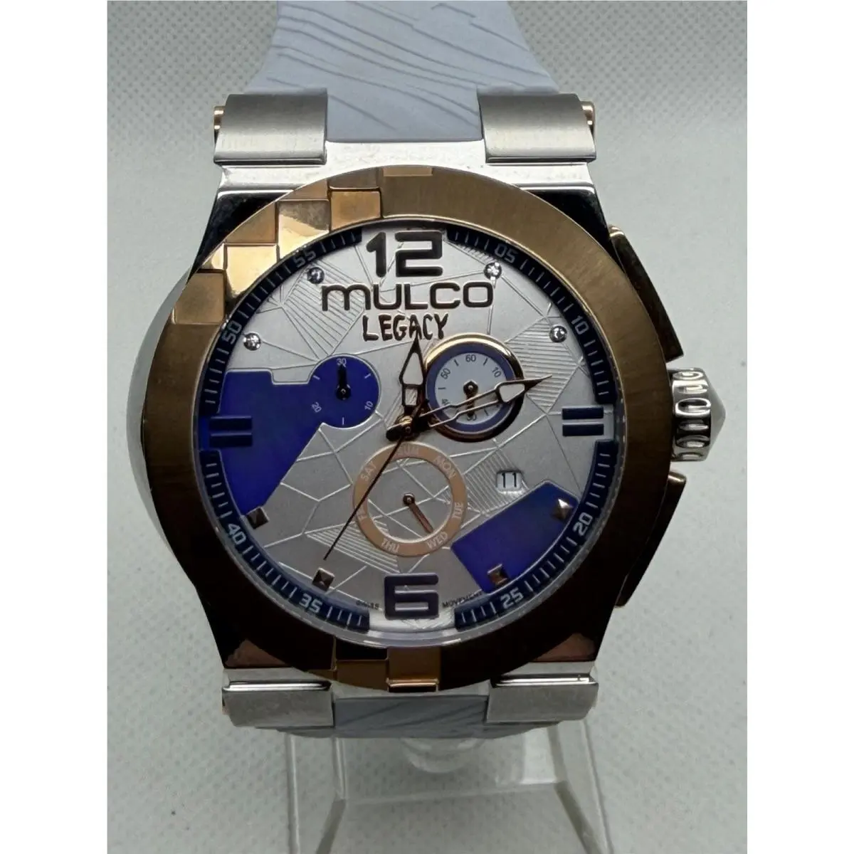 Legacy MW5-3547-413 Swiss Blue Dial Light Blue Silicone Men`s Watch 47mm by Mulco