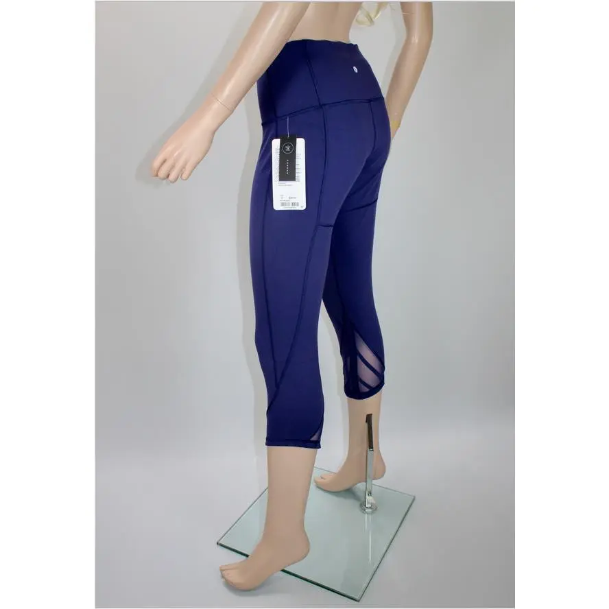 Lululemon Rare Essential Rhythm Crop w/ Mesh Run-yoga Emperor Blue 10