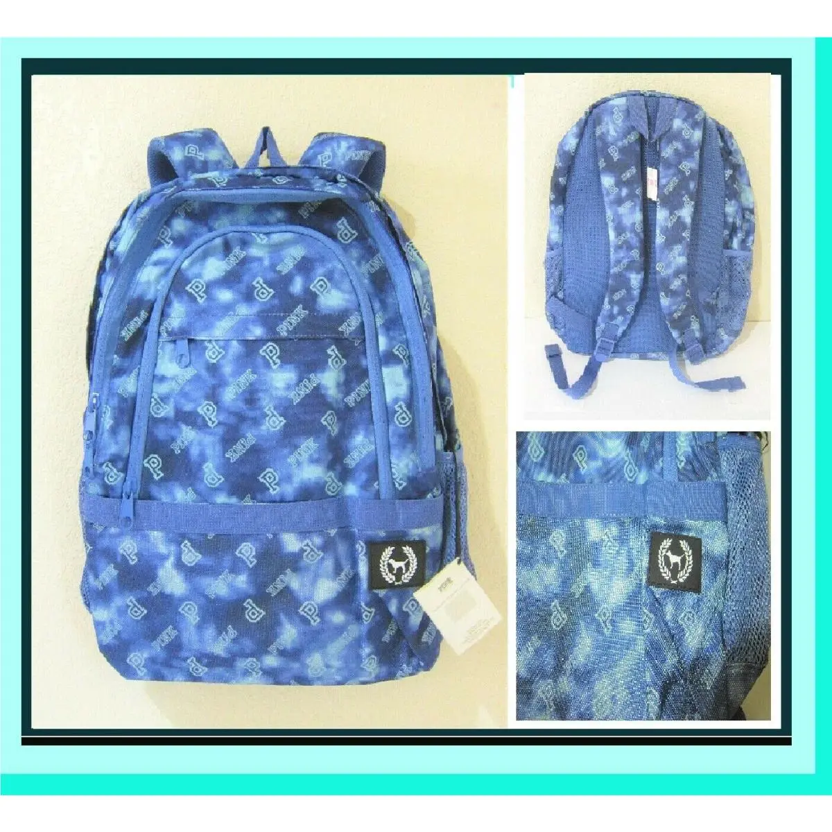 Victoria Secret Pink Tie Dye Logo Collegiate Campus Carry ON Backpack Book Bag