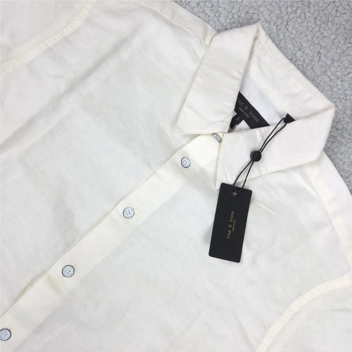 Rag Bone Dalton Linen Button Up Shirt Men`s S Chalk White Old Money Preppy